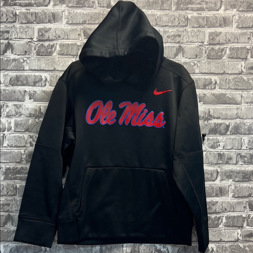 Nike Kids Black Hoodie with Red Ole Miss Design